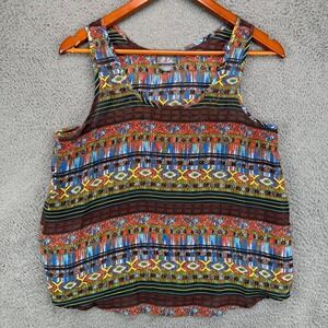 Dots Women Large Multicolor Geometric Tribal Print Sleeveless Tank Top Blouse